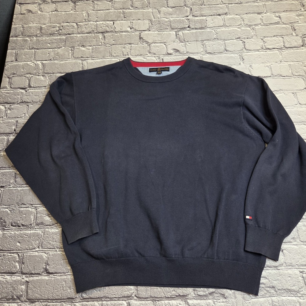 Vintage Tommy Hilfiger Mens Golf Navy Blue Sweater Pullover Size XL Sweatshirt